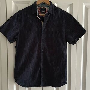 Men’s Navy Polka Dot Button Down Shirt